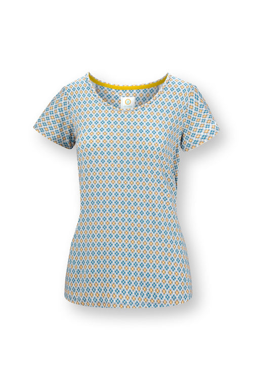 Pip Studio - Tilly Pajama Shirt Short Sleeve Women - Mojo - Blue - XL