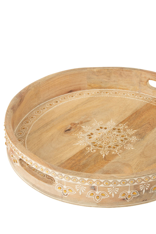 J-Line plateau met 2 handvaten Kralen - hout - naturel/wit - 2 stuks - vtwonen shop