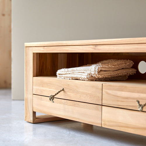 Tikamoon Tv-meubel van massief teakhout 170 cm - Naturel - vtwonen shop