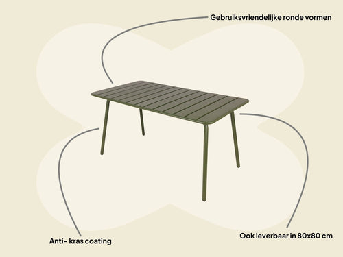 MaximaVida metalen tuintafel Max 150 x 80 cm olijfgroen