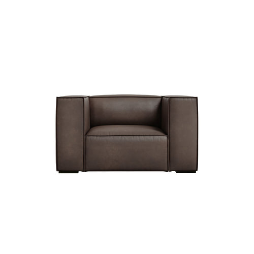 Cosmopolitan Design - Fauteuil Turin echt leer grijs bruin - 95x113x68cm