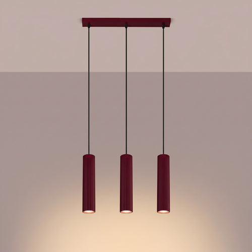 Sollux Lighting Hanglamp KARBON 3L bordeaux - 45x6,5x98cm