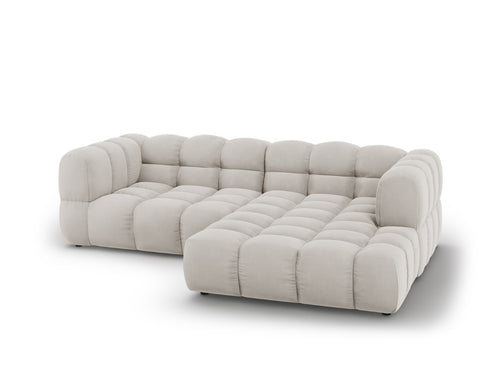 Cosmopolitan Design Modulaire hoekbank rechts Sky 3-zits, flueel, lichtbeige - 162x244x70cm