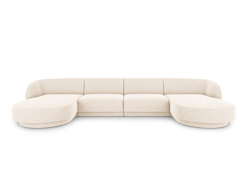 Micadoni Panoramische bank Miley 5-zits, chenille, lichtbeige - 156x330x70cm