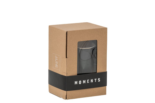 J-Line kop + schoteltje + lepel Moments - keramiek -  zwart