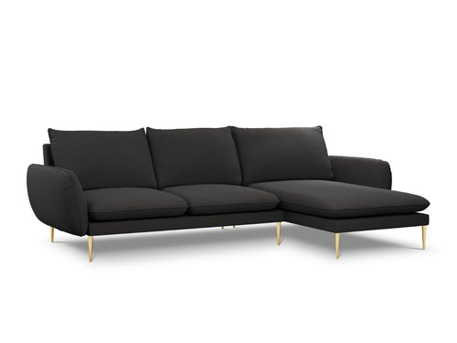 Cosmopolitan Design rechter hoekbank Vienna 5-zits, boucle, zwart - 170x255x95cm