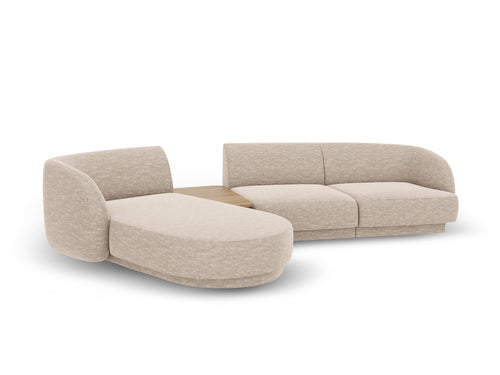 Micadoni linker modulaire bank Miley 3-zits, structurele stof beige - 178x303x70cm