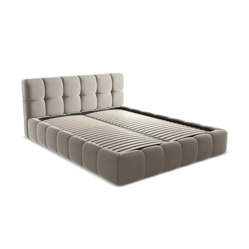LaMiaSofa Bed met opbergruimte Roma - velours - taupe - 180x228x82