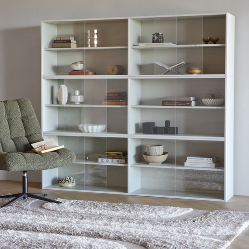 WOOOD vitrinekast combinatie Klink - Grenen - Mist - 180x200x35