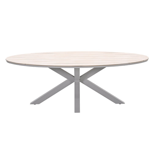 Edison tafel ovaal - 220x115 cm -taupe -light teak Vironwood - vtwonen shop