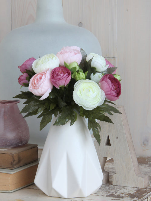 Mica Decorations Ranonkels Kunstbloemen Boeket - H22 x Ø19 cm - Roze