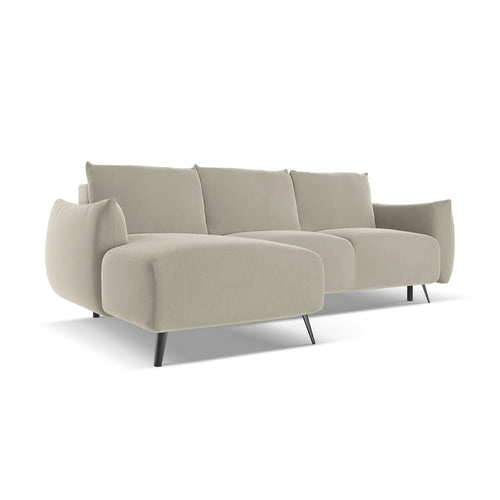 LaMiaSofa hoekbank links Genova - velours - parel - 242x162x86