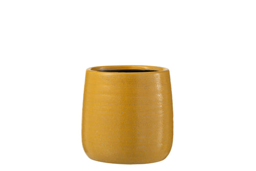 J-Line bloempot Effen - keramiek - oker - medium - Ø 14.5 cm