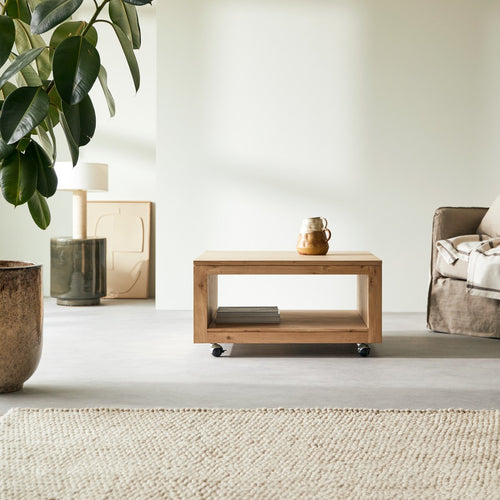Tikamoon Massief eiken met knoesten vierkante salontafel - Naturel