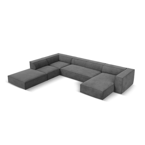 Cosmopolitan Design - Panoramische hoekbank links Turin 6-zits, structurele stof grijs - 270x365x68cm