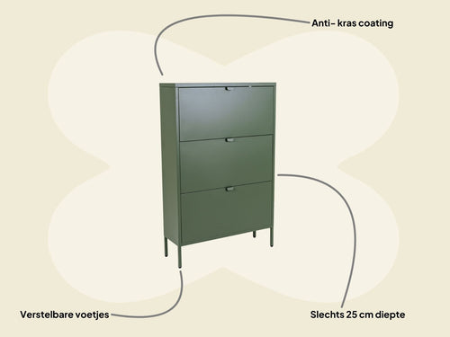 MaximaVida metalen locker schoenenkast Finn 25 x 80 x 125 cm olijfgroen