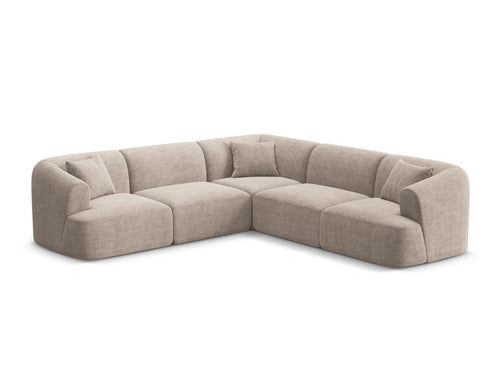 Cosmopolitan Design Symmetrische modulaire hoekbank Campi 6-zits, ribfluwelen cappuccino - 255x255x70cm