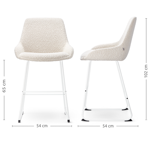 Nolon Nino-Isa Barkrukken Set van 2 - Bouclé Beige - Wit - 65 cm - vtwonen shop