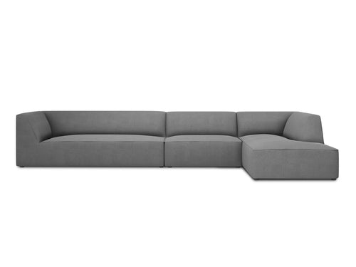 Micadoni rechter hoekbank Ruby 5-zits, structurele stof, grijs - 180x366x69cm
