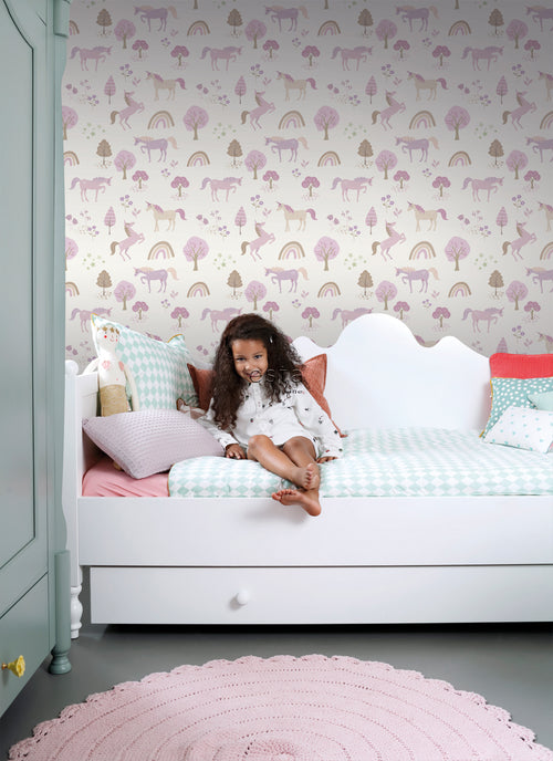 ESTAhome behang unicorns lila paars - 53 cm x 10.05 m - 139504