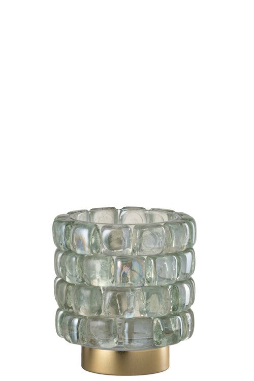 J-Line theelichthouder Vierkant mozaiek - glas -blauw/groen - small - vtwonen shop