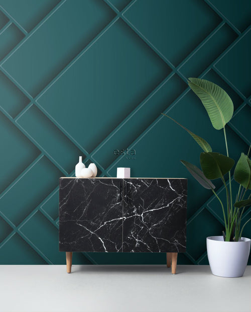 ESTAhome fotobehang wandpanelen diagonaal petrolblauw - 200 x 279 cm - 158964 - vtwonen shop