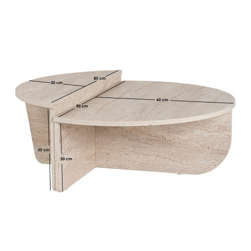 Calicosy - ORION Set van 2 salontafels - Licht hout - 90x90x35 cm