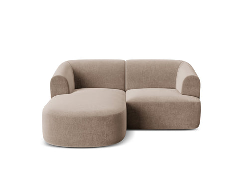 Cosmopolitan Design Modulaire hoekbank links Campi 3-zits, flueel donkerbeige - 156x180x70cm