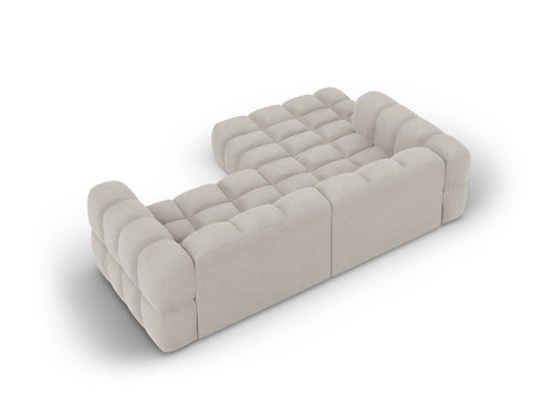 Cosmopolitan Design Modulaire hoekbank links Sky 3-zits, flueel, lichtbeige - 162x244x70cm