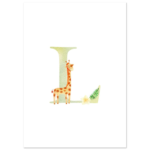 Artfulprints  Letter L kindernaam   Poster A4 21x29.7 cm