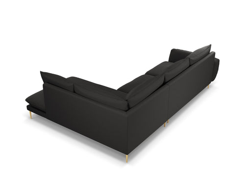 Cosmopolitan Design rechter hoekbank Vienna 6-zits, boucle, zwart - 185x275x95cm
