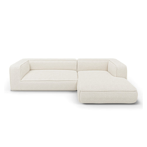 Premium Interiors - Rechthoekige hoekbank SOFIA - bouclette crème 255cm