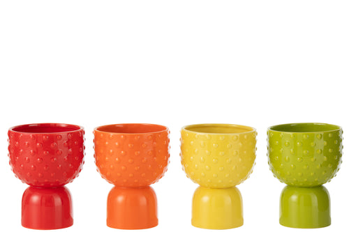 J-Line vaas Pitaya - keramiek - mix - 4 stuks - Ø 14 cm - vtwonen shop