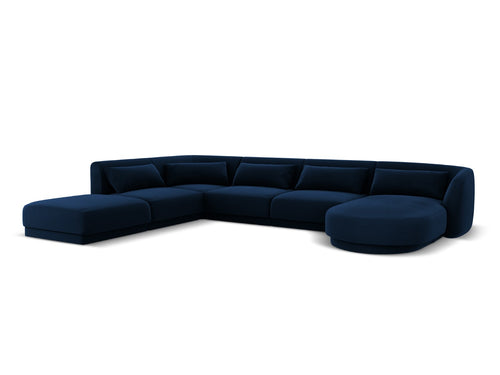 Cosmopolitan Design Panoramische hoekbank links Tulum 6-zits, flueel, koningsblauw - 255x330x70cm