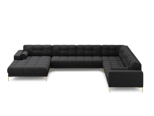 Cosmopolitan Design Panoramische hoekbank rechts Bali 7-zits, structurele stof, donkergrijs - 256x327x75cm