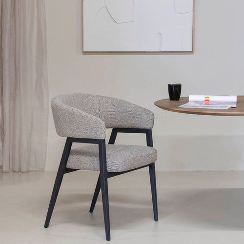 DÉJA Living Eetkamerstoel Fureso - Taupe/Zwart - Set van 2