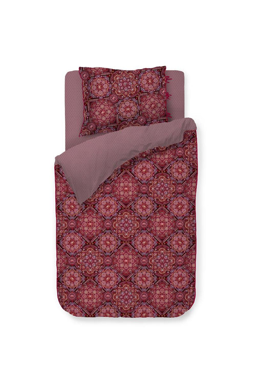 Pip Studio dekbedovertrek PIP Il Mosaico - 140x200/220 cm - donker rood - vtwonen shop