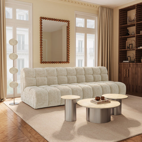 Premium Interiors - Bank SEVEN - gewaafd fluweel beige 243cm