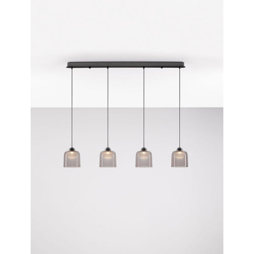 Nova Luce DIONE Hanglamp voor aan het plafond, zandkleurig zwart, rookkleurige LED 20W 800lm 3000K