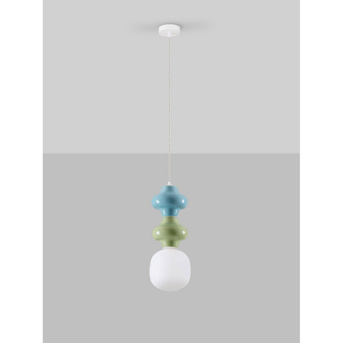 Nova Luce CLIO Slanke hanglamp voor aan het plafond, groen, blauw, mat wit, E14 fitting, 1x5W