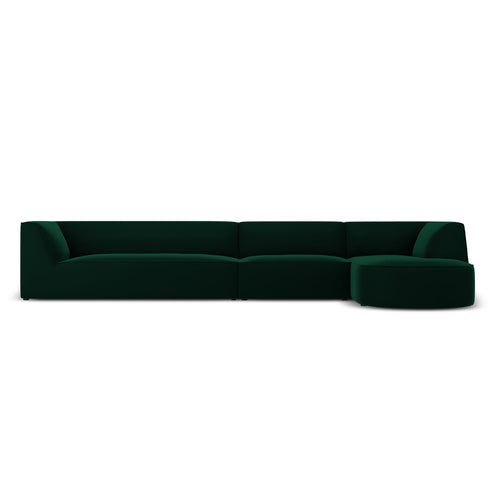 Cosmopolitan Design - Modulaire hoekbank rechts Siena 5-zits, flueel flessengroen - 180x366x69cm