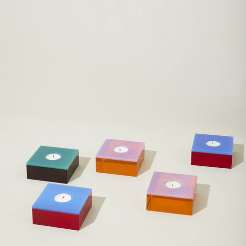 Hübsch theelichthouder Flux - kristal - 10x10xh4cm - vtwonen shop