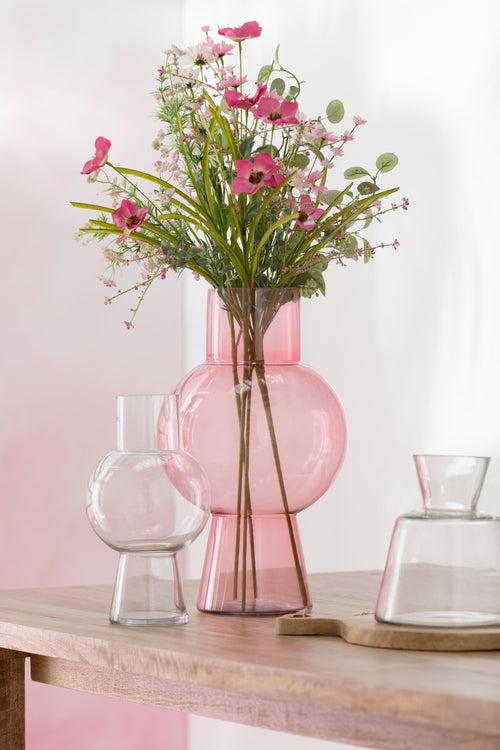 J-Line boeket Mix Bloemen - kunststof - roze