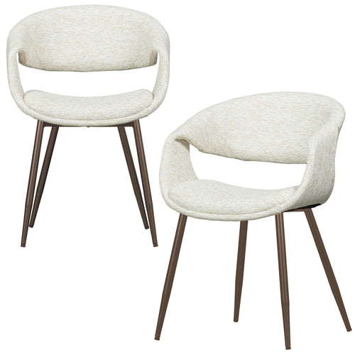 WOOOD eetkamerstoelen metalen koper poot Yossi - Naturel - Set van 2