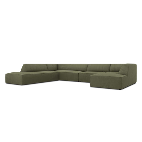 Cosmopolitan Design - Panoramische hoekbank links Siena 7-zits, ribfluwelen groente - 273x366x69cm