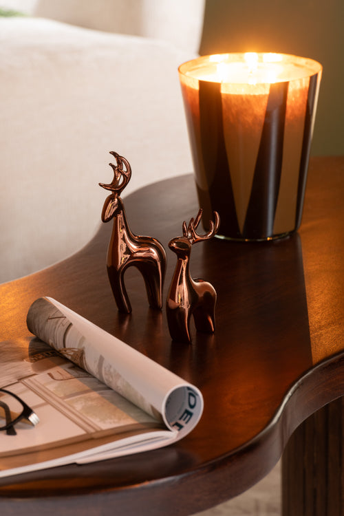 J-Line geurkaars Noa Strepen - Green Fig - glas - taupe - large - 95U