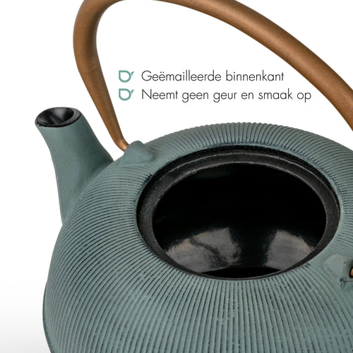 Bredemeijer - Gietijzeren theepot Sichuan - 1 liter - Blauw - Met filter - vtwonen shop