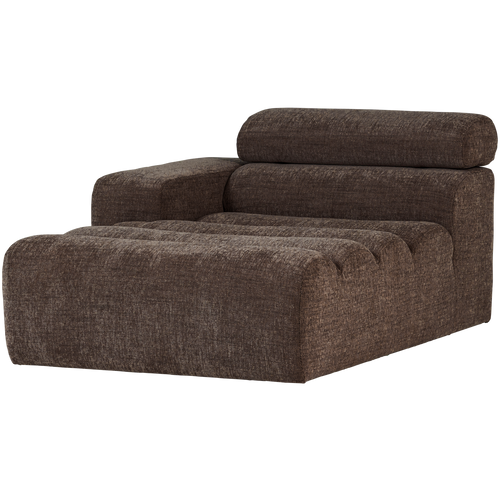 WOOOD chaise longue element arm links Novi - Polyester - Donkerbruin Melange - 86x109x173 - vtwonen shop