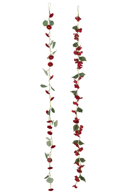 J-Line Slinger Bloemen + Blaadjes - kunststof - rood/groen - 2 stuks - vtwonen shop