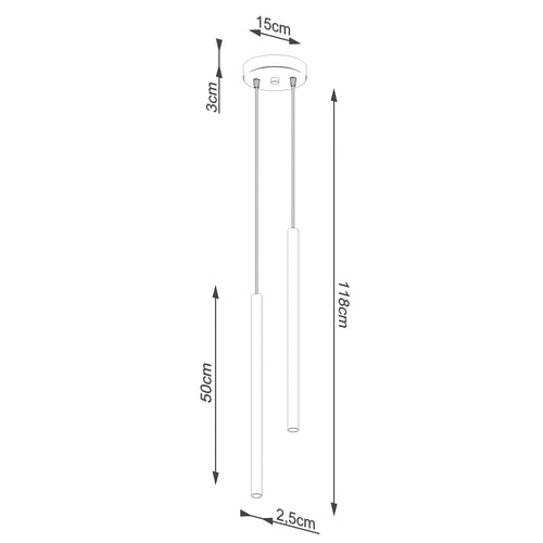 Sollux Lighting Hanglamp PASTELO 2 zwart - 15x15x118cm